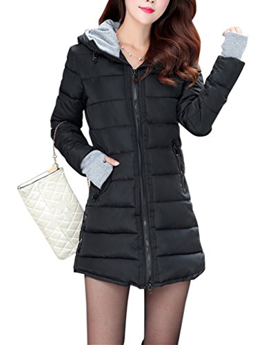 MISSMAO Damen Mantel mit Kapuze Jake Winterjacke Daunenmantel Parka Warmer Daunenjacke Steppjacke Schwarz S von MISSMAO