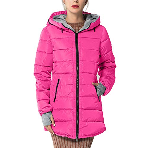MISSMAO Damen Übergangsjacke Steppjacke Leichte Winterjacke Mit Kapuze Warm Wintermantel Parka Jacke,Rose,XS von MISSMAO