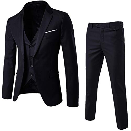 MISSMAO Herren Anzug Regular Fit Business Anzüge 3-Teilig Anzugjacke Anzughose Weste Schwarz 4XL von MISSMAO