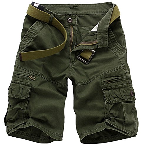 MISSMAO Herren Jungen Hose Cargo Shorts Sommer Bermuda Capri Kurze Hose Männer ArmeeGrün 34 von MISSMAO