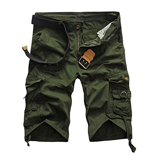 MISSMAO Herren Kurze Hosen Gerade Camouflage Hose Männer Short Cargohose Feldhose Sommer Arbeitshose Casual Sporthose ArmeeGrün 1 36 von MISSMAO