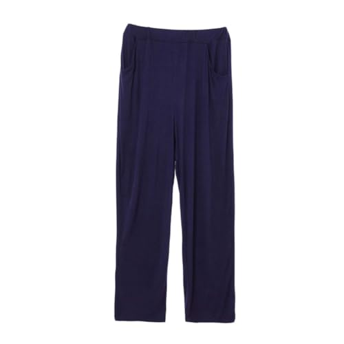 MISSMAO Herren Schlafanzughose Lang Einfarbige Modal Pyjamahose Schlafhose Haushose Freizeithose Leichte Yogahose Jogginghose,B-Navy,8XL von MISSMAO