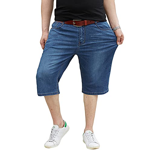 MISSMAO Herren Shorts Kurze Hose Jeans Bermuda Shorts Kurze Sommer Hose 3/4 Hose Übergröße Elastizität Jeans Shorts Freizeithose Denim Hose,Blau,5XL von MISSMAO