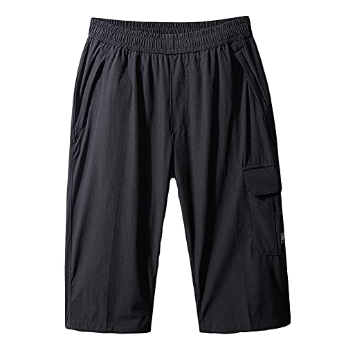 MISSMAO Herren Sport Shorts Schnell Trocknend Kurze Hosen Große Größen Leichte Outdoor Bermuda Shorts Wanderhose Trekkinghose Elastische Fitness Freizeit Kordelzug Lose Bequem Kurze Hosen,Schwarz,6XL von MISSMAO