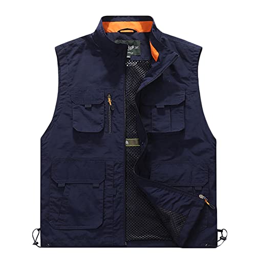 MISSMAO Jagdweste Herren Outdoor-Weste Softshell Weste Sport Weste Für Jagd Angeln Camping Hundesport Weste Fotografie Wandern Weste Fishing Gilet Dünn Ärmellos Jacke Blau2 3XL von MISSMAO