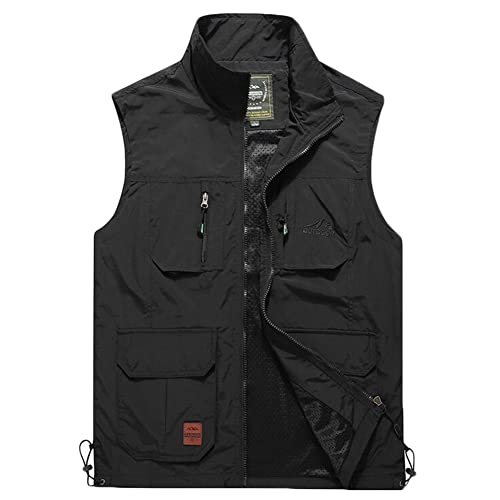 MISSMAO Jagdweste Herren Outdoor-Weste Softshell Weste Sport Weste Für Jagd Angeln Camping Hundesport Weste Fotografie Wandern Weste Fishing Gilet Dünn Ärmellos Jacke Schwarz 3XL von MISSMAO