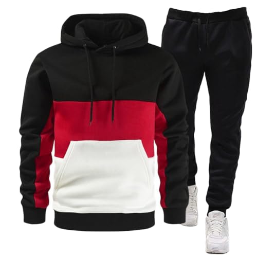 MISSMAO Jogginganzug Streetwear Tracksuit für Herren Hoodies und Jogginghose Sportanzug Tracksuit Sweatshirt mit Kapuze Freizeithose Joggers Trainingsanzug Outfit Set,Creme,XL von MISSMAO