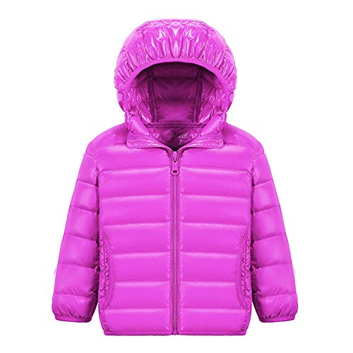 MISSMAO Kinder Outdoor Daunenjacke Leicht Daunen Jacke Früling Herbst Kapuze Reißvrschluss Helles Lila 130 von MISSMAO