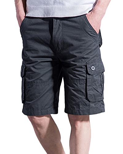 MISSMAO Kurze Hose Bermuda Cargoshorts für Männer Sommer Freizeithose mit 6 Taschen Sportshorts Outdoor Arbeitshose Grau 33 von MISSMAO