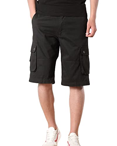 MISSMAO Kurze Hose Bermuda Cargoshorts für Männer Sommer Freizeithose mit 6 Taschen Sportshorts Outdoor Arbeitshose Schwarz 36 von MISSMAO