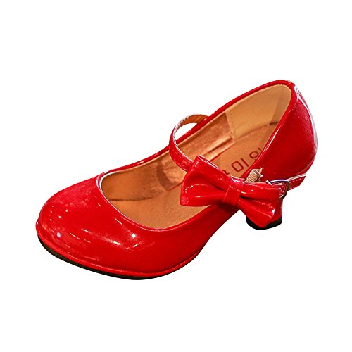 MISSMAO Mädchen Prinzessin Schuhe Kostüm Ballerina Ballerina Shuhe Festliche Mädchenschuhe Taufschuhe Schuhe Rot 26 von MISSMAO