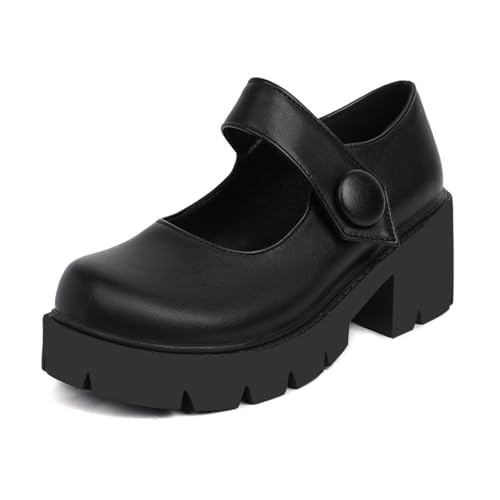 MISSUIT Damen Plateau Mary Jane Schuhe Gothic Chunky Blockabsatz(Schwarz,41) von MISSUIT