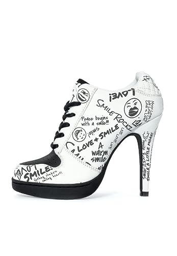 MISSY ROCKZ SMILE'Z White/Black, Größe:EU 35 / UK 3 / US 5, Absatz:8.5 cm von MISSY ROCKZ