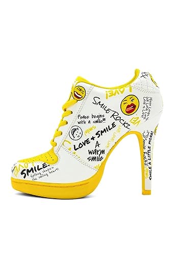 MISSY ROCKZ SMILE'Z White/Sunny Yellow, Größe:EU 43 / UK 9.5 / US 11.5, Absatz:10.5 cm von MISSY ROCKZ