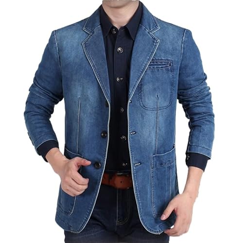 Herren Anzugjacke,Herren Jeansblazer Im Regular Fit, Legerer Business Arbeitsmantel, 3 Knöpfe, Retro Klassiker, Maßgeschneiderte Passform, Anzugjacke mit Mehreren Taschen, Bequemer Sportmantel Fü von MISTPURE