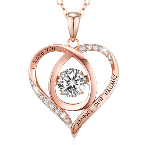 MISUMOR Moissanite Halskette Damen Silber 925 HerzKette Moissanite Kette Gold Schmuck Damen Geschenke für Frauen Freundin Frau Mutter zum Geburtstag Muttertag Weihnachten Valentinstag von MISUMOR