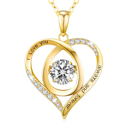 MISUMOR Moissanite Halskette Damen Silber 925 HerzKette Moissanite Kette Gold Schmuck Damen Geschenke für Frauen Freundin Frau Mutter zum Geburtstag Muttertag Weihnachten Valentinstag von MISUMOR