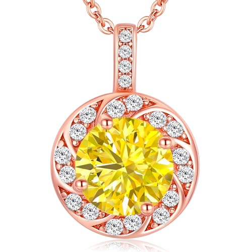 MISUMOR Halskette Damen Silber 925 Gold Kette mit Zirkonia Geburtsstein Anhänger Schmuck Damen Geschenke für Frauen, Freundin, Mama, Frau Geburtstag Weihnachten Valentinstag Muttertag von MISUMOR