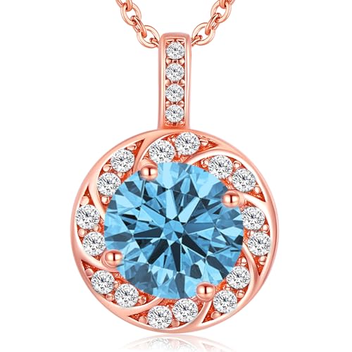 MISUMOR Halskette Damen Silber 925 Gold Kette mit Zirkonia Geburtsstein Anhänger Schmuck Damen Geschenke für Frauen, Freundin, Mama, Frau Geburtstag Weihnachten Valentinstag Muttertag von MISUMOR