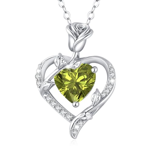 MISUMOR Halskette Damen Silber 925 mit Rosen Herz Anhänger Kette Gold Schmuck Damen Geschenke für Frauen Freundin Mutter zum Geburtstag Muttertag Weihnachten Valentinstag Hochzeitstag von MISUMOR