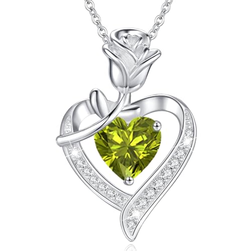 MISUMOR Halskette Damen mit Herz Anhänger Geburtsstein Schmuck Damen Weihnachten Geschenke für Frauen Freundin Mutter Geburtstag Valentinstag Hochzeitstag Muttertag Jahrestag, von MISUMOR