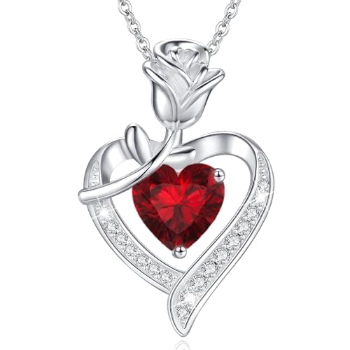 MISUMOR Halskette Damen mit Herz Anhänger Geburtsstein Schmuck Damen Weihnachten Geschenke für Frauen Freundin Mutter Geburtstag Valentinstag Hochzeitstag Muttertag Jahrestag, von MISUMOR