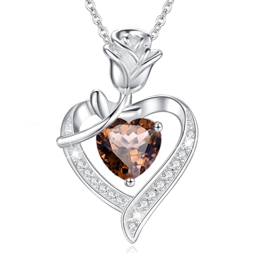 MISUMOR Halskette Damen mit Herz Anhänger Geburtsstein Schmuck Damen Weihnachten Geschenke für Frauen Freundin Mutter Geburtstag Valentinstag Hochzeitstag Muttertag Jahrestag, von MISUMOR