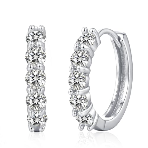 MISUMOR Moissanite Creolen Ohrringe Silber 925 Rund D Farbe VVS1 Klarheit Moissanite Gold Ohrringe Damen Innendurchmesser 12.8 mm Schmuck Damen Geschenke für Frauen Mama Freundin von MISUMOR
