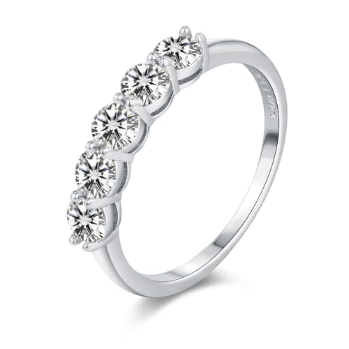 MISUMOR Moissanite Ring Damen Sterling Silber 925 Verlobungsring Eheringe Eternity Ringe Frauen Schmuck Geschenk für Frauen Freundin Hochzeitstag Valentinstag Weihnachten von MISUMOR