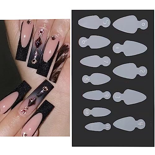 12 x doppelseitige französische Nagelformen, Aufkleber, Kunstharz, französische Linienaufkleber, Nagelverlängerungsformen, Führungsaufkleber für Nageldesign, französische Nagelspitzen, von MISUVRSE