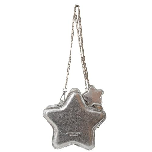 Damen Funkelnd Metallisch Pu Lederstern Form Crossbody Body Mit Ketten Ästhetik Süße Kleine Umhängetasche Reißverschluss Geldbörse Metallkette Crossbody Geldbörse von MISUVRSE