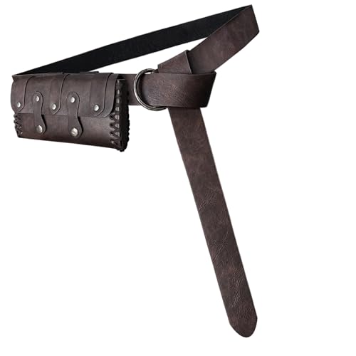 MISUVRSE Historische Nachstellung Von Circlet Gürtelbund Mit Angeschlossenem Tailentasche Mittelalterlichem Zubehör Verstellbarer Designstil Faux Ledergürtelbeutel von MISUVRSE