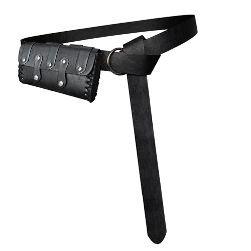 MISUVRSE Historische Nachstellung Von Circlet Gürtelbund Mit Angeschlossenem Tailentasche Mittelalterlichem Zubehör Verstellbarer Designstil Faux Ledergürtelbeutel von MISUVRSE