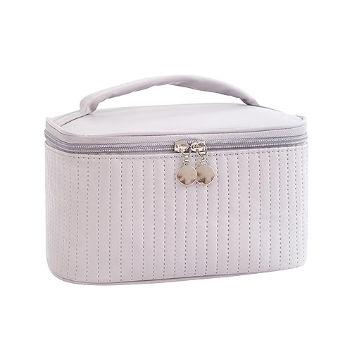 Kosmetiktasche für Damen, elegante PU-Make-up-Tasche, Reise-Toilettenartikel-Organizer, Aufbewahrungstasche, Tragetasche, Make-up-Tasche, Organizer, grau, Mass Beauty von MISUVRSE
