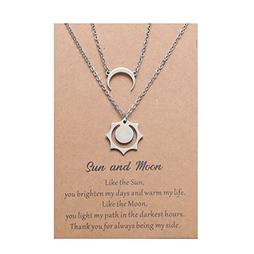 MISUVRSE 2 Stück Paar Sonne Mond Anhänger Halskette Freundschaft Halskette für Frauen Paare Passende Halsketten Schmuck Ornament von MISUVRSE