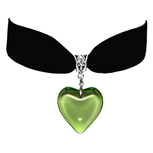 MISUVRSE Choker-Halskette im Retro-/Vintage-/Gothic-Stil, mit Herzanhänger, Gothic-Stil, schwarzer Kristall, Herz-Anhänger von MISUVRSE