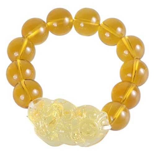MISUVRSE Citrinstein Armband Wohlstand Viel Glück Feng Shui Perle Anziehen Reichtum Amulett Schmuck Geschenk Draht Bademangel String Round Anhänger von MISUVRSE