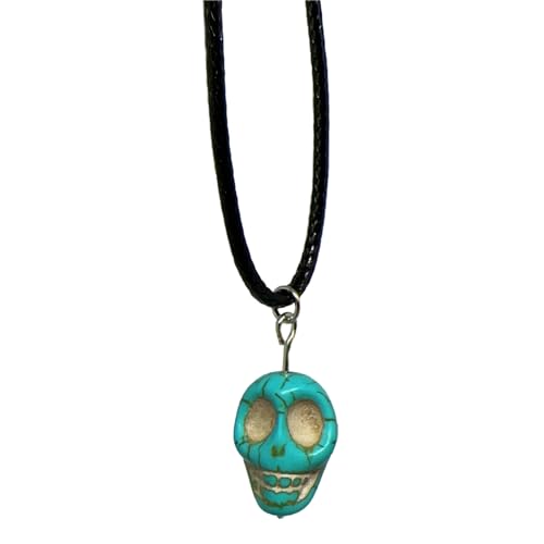 MISUVRSE Coole Totenkopf-Anhänger-Halskette für türkisfarbenen Totenkopf-Anhänger, Schlüsselbeinkette, einzigartige unregelmäßige Stein-Halskette für Frauen von MISUVRSE