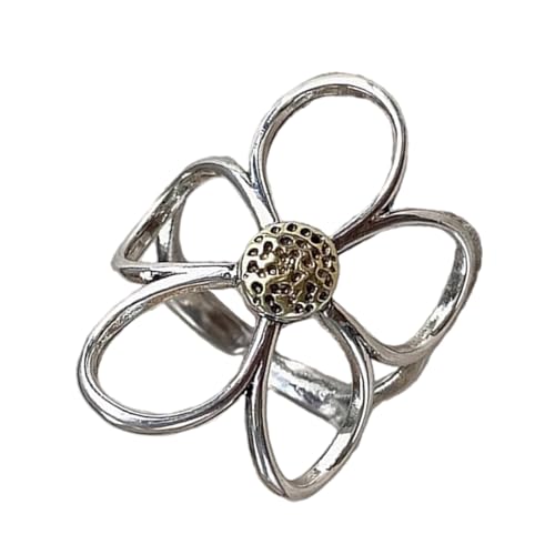 MISUVRSE Einfache Ringe Verstellbare Mode Hohlblüte Öffnung Metall Textur Mode Geeignet Für Hochzeitsfeiern Party Tragenringe von MISUVRSE