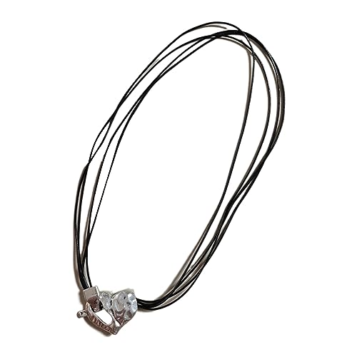 MISUVRSE Europäischer Schmuck, einfacher Herz-Anhänger, passendes Schlüsselbein-Kette, Wachslinie, kalte Halskette für Mädchen von MISUVRSE