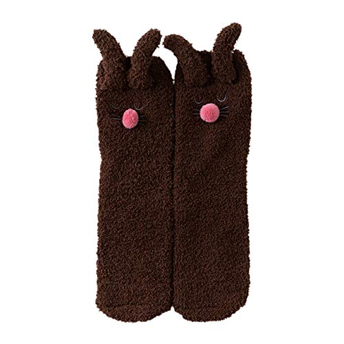 Frauen Winter Fuzzy Slipper Socken Cartoon Kaninchenohren Warm Warm Schlafende Strumpfwomen Strümpfe Weihnachten von MISUVRSE