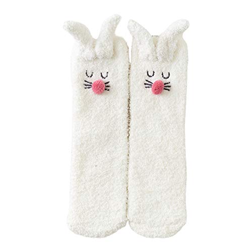 Frauen Winter Fuzzy Slipper Socken Cartoon Kaninchenohren Warm Warm Schlafende Strumpfwomen Strümpfe Weihnachten von MISUVRSE