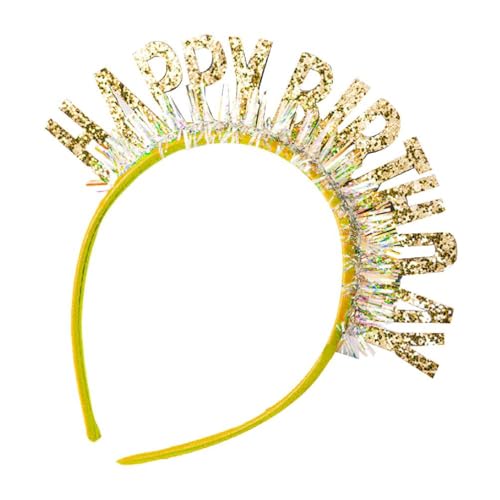 MISUVRSE HAPPY BIRTHDAY Stirnband Festival Haar Hoop Aufführungen Kopfbedeckung Halloween Party Kostüm Requisite Unisex Haarreifen für Frauen Lametta Shinning Happy Birthday Buchstabenform Dekorative von MISUVRSE