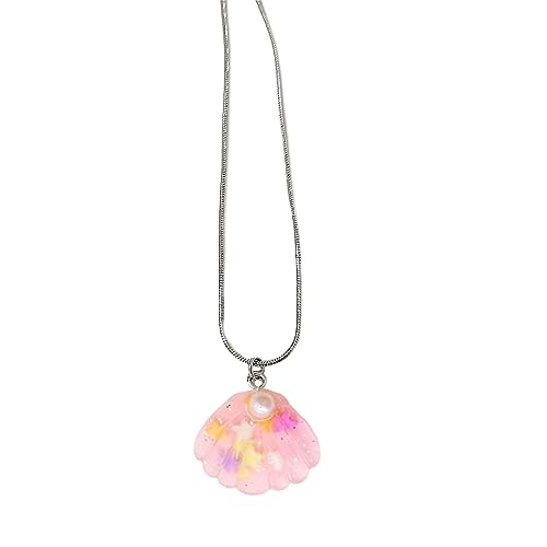 MISUVRSE Halskette mit Muschelanhänger, kurze Choker-Halskette, Kunstharz-Anhänger, Choker-Schmuck für Damen, Mädchen, Teenager von MISUVRSE