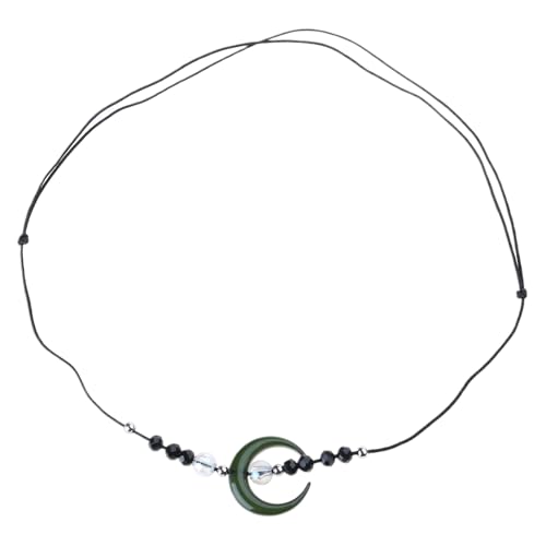 MISUVRSE Halskette mit schwarzem Mond, schlichter Anhänger, elegant, geflochtene Kordelkette, Halsschmuck für Damen und Mädchen von MISUVRSE
