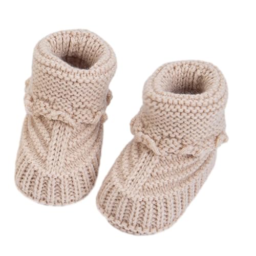 MISUVRSE Handgefertigte Babystiefel Warm Strick Erst Walkers Schuhe Elegant Strickschachtschuhe Für Kleinkind Und Säuglinge Unisex von MISUVRSE