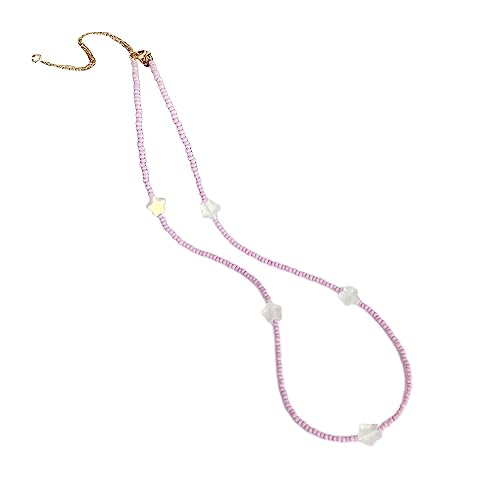 MISUVRSE Handgewebte Perlen-Halskette, Strandfarbe, Reisperlen, klarer Stern, geeignet für Damen, As Picture Shows, Harz von MISUVRSE