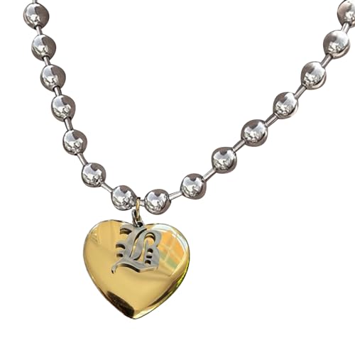 MISUVRSE Hip-Hop-Herz-Halskette, einzigartige Perlenkette, Choker, exquisiter Herzanhänger, Halskette, romantischer Schmuck, für Damen und Mädchen von MISUVRSE