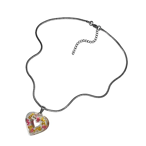 MISUVRSE Koreanische Edelstahl-Halskette mit Herz-Anhänger, ästhetisch, schlicht, Halsband, Damenschmuck, Schlüsselbein-Ketten von MISUVRSE