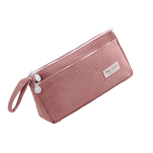 MISUVRSE Leichtes Federmäppchen aus Kord, doppellagig, mit 2 Fächern, Federmäppchen, Reise-Kosmetik-Aufbewahrungstasche, Bleistift-Organizer-Tasche, B von MISUVRSE